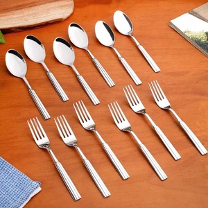 Stainless Steel Forks And Spoons <b>Mirror</b> Polish Long Handle Minimalist Design Dishwasher Safe Cutlery Set - Product Image 1