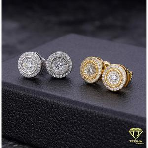 Pendientes de Diamante Moissanite de Corte Redondo de Lujo, Plata de Ley 925, Joyería Brillante de Moda, Regalo para Hombres y Mujeres - Product Image 1