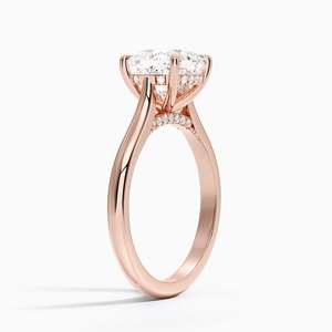 Anillo de compromiso de moissanita de 2 quilates con corte cojín, solitario nupcial con engaste decorativo - Product Image 6