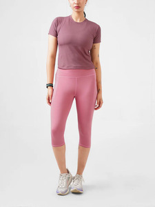 Leggings Capri pour femmes, taille mi-haute, couleur unie, séchage rapide, écologiques, pour yoga, fitness, entraînement, pantalon de sport extensible, pantalon capri de gym - Product Image 5