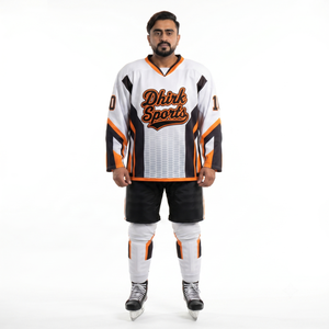 Maillot de hockey sur glace personnalisé en maille 100 % polyester à col en V pour joueurs compétitifs, uniforme d'équipe, fabricant OEM - Product Image 1