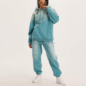 Sweatshirts de couleur unie brodés personnalisés en soie avec logo personnalisé surdimensionné de couleur unie Ensemble survêtement à capuche pour hommes - Product Image 3