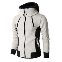 Sudadera con capucha y cremallera para hombre, informal, con bloques de color, cremallera completa, manga larga, corte ajustado, estilo deportivo, para otoño