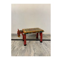 Table basse en bois artisanale en forme d'animal, motif tigre, peinte à la main, table d'appoint décorative, meuble pour salon