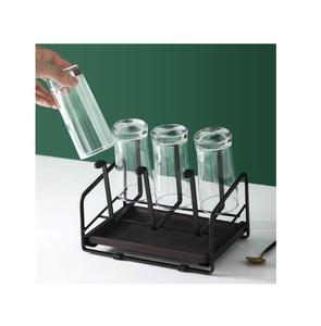Estante de lujo para secar tazas con bandeja de drenaje para el hogar, cocina, botellas, tazas, organizador con 6 ganchos para colgar botellas y tazas. - Product Image 1
