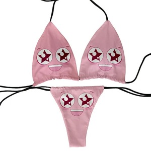 Ensemble de bikini 2026 motif écossais unique, bas de bikini brésilien jaune, motif sourire de dessin animé, micro-soutien-gorge push-up, grandes tailles, couleurs personnalisables - Product Image 2