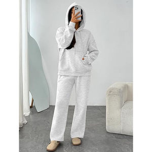 Survêtements décontractés pour femmes en polaire polyester/coton, à manches longues, respirants, à capuche et taille élastique, style automne personnalisé - Product Image 5