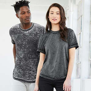 สร้างแบรนด์ของคุณ เสื้อยืดผู้ชายแบบฟอกสี (สีเทาเข้ม/สีขาว) - เสื้อยืดสีเทา คอทรงกลม แบบฟอกสี - Product Image 5