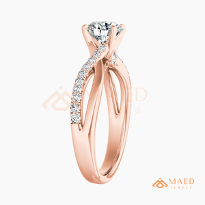 Round Cut Moissanite Engagement Ring <b>Rose</b> Gold Plated Crossover <b>Infinity</b> Twist Pave Band Wedding Ring Jewelry Gift - Product Image 6