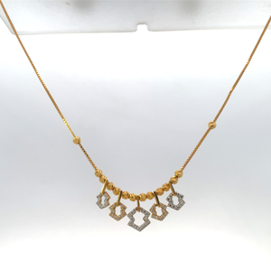 Cadena con Colgante de Oro Sólido de 22K con Dijes Geométricos con Incrustaciones de Diamantes para Mujer - Product Image 5