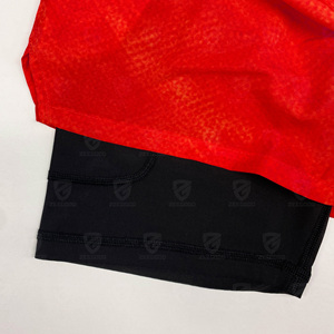 Shorts de sport 2-en-1 de haute qualité pour hommes, personnalisables, séchage rapide, pour la gym, la course et l'entraînement, motif uni, double couche, taille élastique - Product Image 4