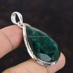 925 pendentif en argent Sterling pierre précieuse pendentif fait main cadeau de demoiselle d'honneur pendentif émeraude naturelle bijoux en argent - Product Image 1