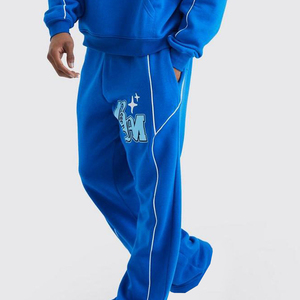 Conjunto de Sudadera con Capucha Azul Marino para Hombre, Corte Holgado, Forro Polar, Estampado de Letras, Chándal Informal con Bolsillo, Ropa de Otoño - Product Image 6
