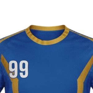 Maillot de handball sublimé bleu et or pour homme, manches courtes, en polyester, pour l'entraînement et les matchs, tenue de performance pour équipe - Product Image 6