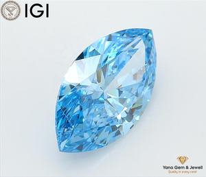 Diamante de Corte Marquesa Cultivado en Laboratorio CVD, Certificado IGI, Color Azul Intenso, Claridad VVS2, 3.00 Quilates para Anillo Solitario Premium - Product Image 4