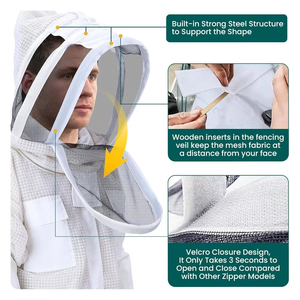 Combinaison de protection apicole intégrale avec voile ventilé, gants, respirante, légère, antistatique, vêtement de sécurité de niveau [indiquer le niveau] - Product Image 4