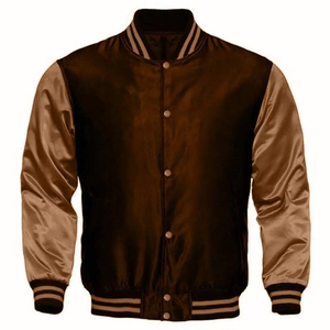 Men's <b>Red</b> Varsity Jacket Preppy Style Turn-down Collar Regular Fit Solid Color Button Closure Satin Lining - Product Image 6