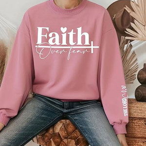 Sudadera Cristiana para Mujer, Camisetas de Fe, Sudadera de Jesús, Sudadera Religiosa Cristiana, Cuello Redondo, Manga Larga, Estilo Casual - Product Image 3