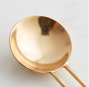 Gold Plated Serving Spoon With Long Handle Minimalist Design <b>Mirror</b> Finish Metal Utensil For Kitchenware - Product Image 2