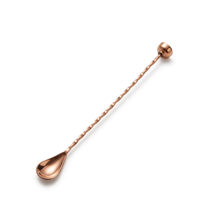 Cuillère à cocktail en cuivre, cuillère à mélanger avec manche torsadé, longue, pour barman, agitateur de boissons pour bar, café, mocktails, maison - Product Image 1
