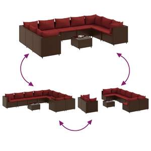 Ensemble de 9 canapés de patio en rotin PE marron, ensemble de jardin 10 pièces - Product Image 6