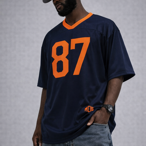 Maillot de football américain pour homme, coupe oversize, en maille, col en V, 240 GSM, polyester, style streetwear, impression de numéro personnalisée, OEM, vente en gros - Product Image 3