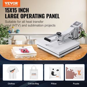 Máquina de prensado en caliente por sublimación Industrial blanca 15x15, potencia de calentamiento rápido, para camiseta Digital, fácil de usar, prensa de calor de alta presión - Product Image 2