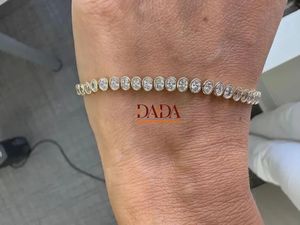 Oval Cut Lab Grown Diamond Tennis Bracelet Women 14K Gold Rhodium Plated IGI Certified Luxury Wedding Anniversary <b>Gift</b> - Product Image 5