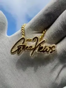 Colgante de letra Moissanite completamente cubierto de circonitas, chapado en oro, colgante con nombre personalizado, joyería Hip Hop, colgante personalizado para hombres y mujeres - Product Image 3