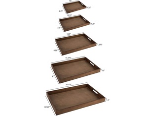 Bandeja de Servir Rectangular Decorativa de Madera Hecha a Mano con Asa de Cuerda, Tema de Frutas, Empaque Individual - Product Image 1