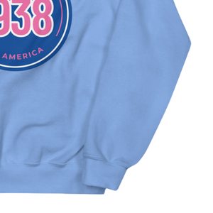 Sweat-shirt à col rond bleu foncé et rose avec motif, en molleton doux, à manches longues, unisexe, décontracté, vêtement de mode d'hiver - Product Image 6
