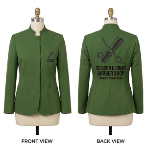 Chaqueta de Barbería para Mujer, 320 GSM, Polialgodón Premium, Color Mostaza, Diseño de Paneles a Medida, Impresión de Logotipo Personalizado, Uniforme - Product Image 3