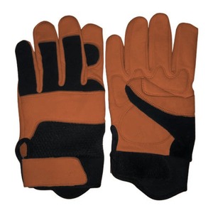 Gants à doigts complets en cuir antidérapants pour l'extérieur unisexe toutes saisons avec fermeture auto-agrippante jaune noir - Product Image 4