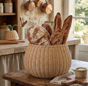 Handwoven Rattan Pear Shaped Storage <b>Basket</b> with Lid, Natural <b>Wicker</b> Decorative Organizer for Laundry, Toys, Home Decor & Living - Product Image 5