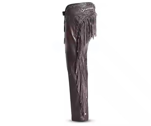 Chaps en cuir véritable pour homme, style western, avec boucle de fermeture et franges, pour l'équitation, le motocyclisme et le style cowboy. - Product Image 6