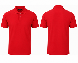 Chemise personnalisée rouge unie en tricot respirant à manches courtes pour hommes et femmes, 100 % coton, uniforme, golf, vêtements décontractés, OEM ODM - Product Image 1