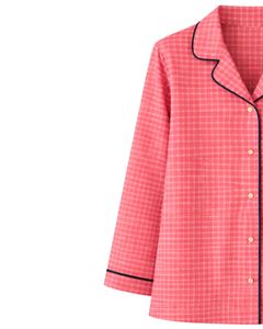 Ensemble de pyjama pour femmes à carreaux roses personnalisés, manches longues, boutons, vêtements de nuit doux et respirants en coton, ensemble de détente deux pièces - Product Image 3