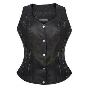 Gilet en cuir matelassé sans manches pour femme, style décontracté, collection automne, vente chaude usine - Product Image 4