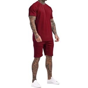 Customize Logo Men's Short <b>Sets</b> 100% Cotton 2 Piece Outfits T-Shirt <b>Set</b> - Product Image 2