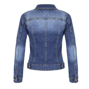 Chaqueta vaquera azul vintage para mujer, con botones, manga larga, corte regular, informal. - Product Image 3