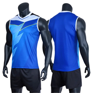 Ensemble d'uniformes de volley-ball pour hommes de haute qualité en gros, avec logo frontal par sublimation, 100 % polyester respirant et à séchage rapide - Product Image 6