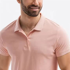 Polo en piqué 100 % coton rose à manches courtes pour homme, décontracté, uni, toutes couleurs, respirant, tricoté, coupe classique avec boutons - Product Image 3