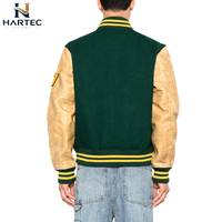 Vestes bomber universitaires personnalisées vintage pour hommes en laine avec manches en cuir véritable, broderies et patchs