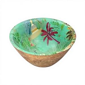 Bol de service en bois d'acacia imprimé personnalisé, nouveau design du fabricant, impression d'émail décoratif poli pour les fêtes - Product Image 1