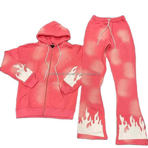 Conjunto de Sudadera con Capucha y Pantalones Deportivos Anchos con Lavado Ácido y Cremallera para Hombre, Ropa Deportiva de Invierno Personalizada con Pedrería - Product Image 6