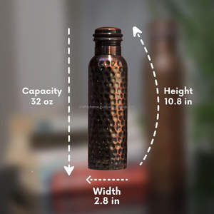 Top Selling <b>1L</b> Premium Quality Black Antique Pure Copper Water <b>Bottle</b> Brick Hammer Design Metal Lid for Premium Drinking - Product Image 5