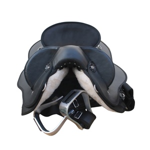 Selle de cheval légère Rider's Trust, synthétique, confortable, avec siège souple, étriers réglables, selle d'équitation durable - Product Image 2