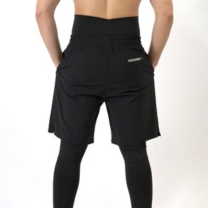 Pantalones Cortos Awrah Negros de Cintura Media para Hombre, Cierre con Cordón, Cremalleras Laterales, Secado Rápido, Estilo Casual Deportivo Islámico, Ropa Deportiva Urbana - Product Image 5