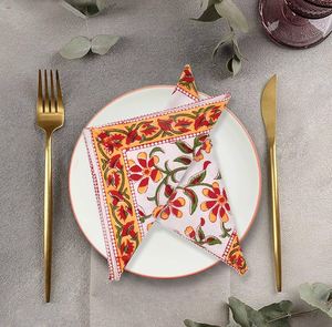 Servilletas Modernas Boho Indias Hechas a Mano con Estampado Personalizado en Algodón y Lino Lavables para Bodas, Restaurantes y Eventos - Product Image 3