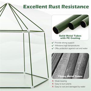 Mini serra a tenda 78x68x75 pollici per giardinaggio tutto l'anno, facile da montare, con telaio in acciaio e legno, in policarbonato e polietilene - Product Image 4